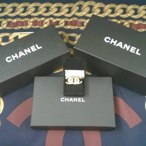 VINTAGE CHANEL LOGO  GOLDTONE CLIP-ON EARRINGS